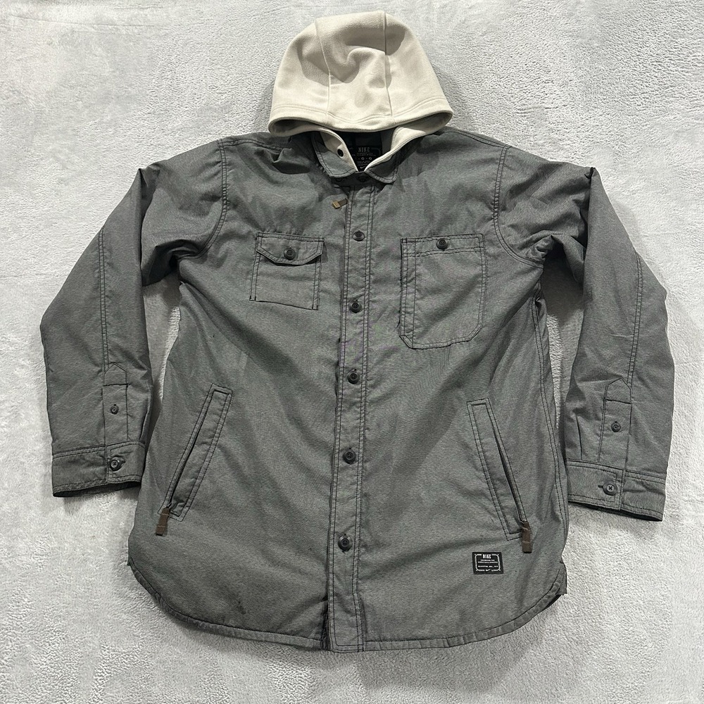 Nike Jacket Men Large Full Zip Shacket Hooded Vintage Streetwear 90s Y2K Gray